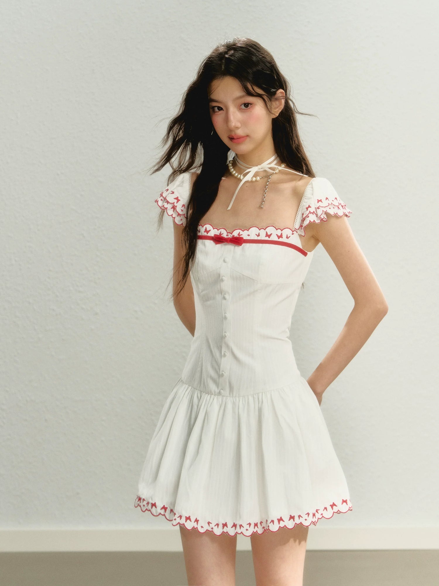 Butterfly Embroidered Spaghetti Strap Dress