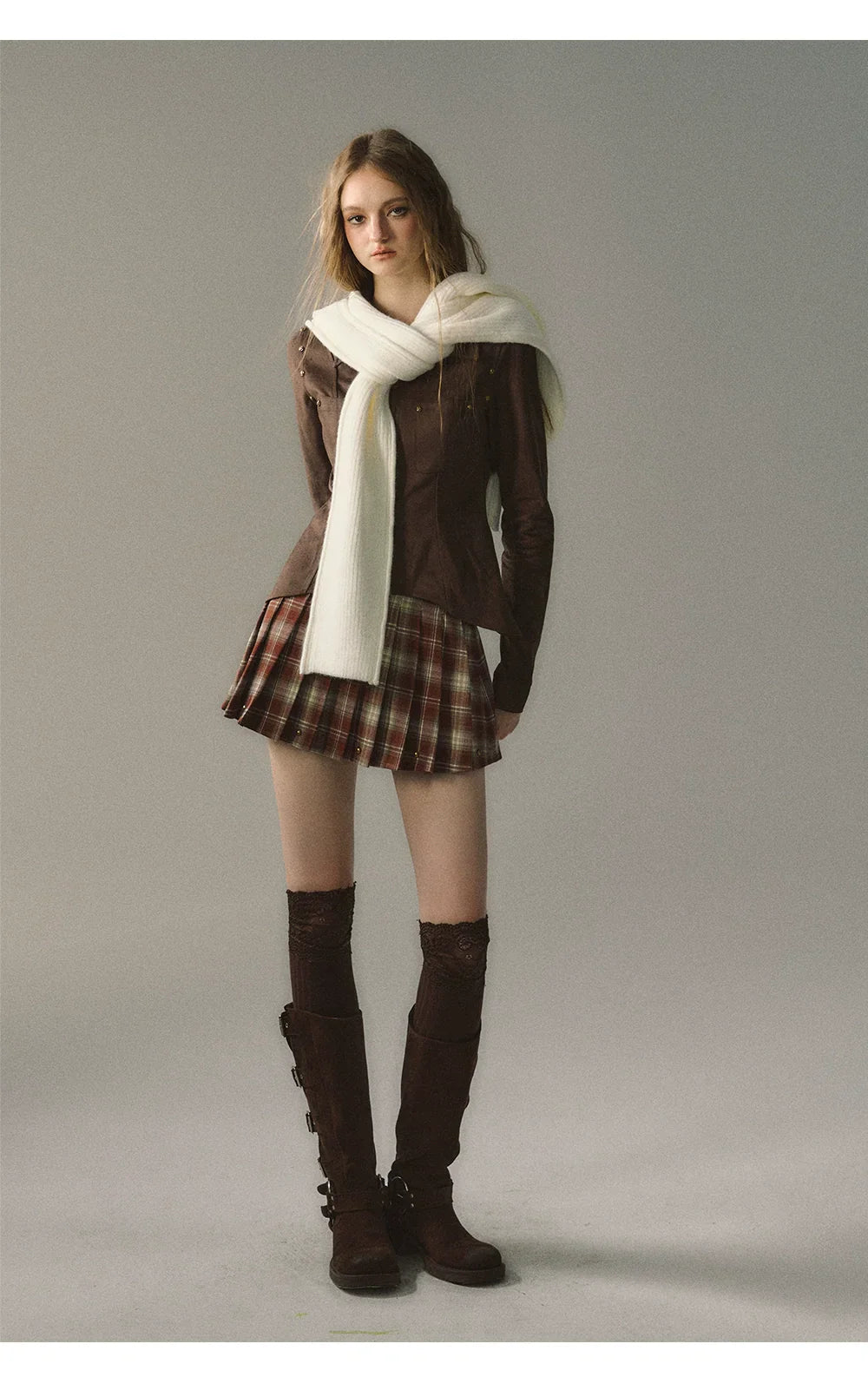 Coffee Metal Zipper Shirt