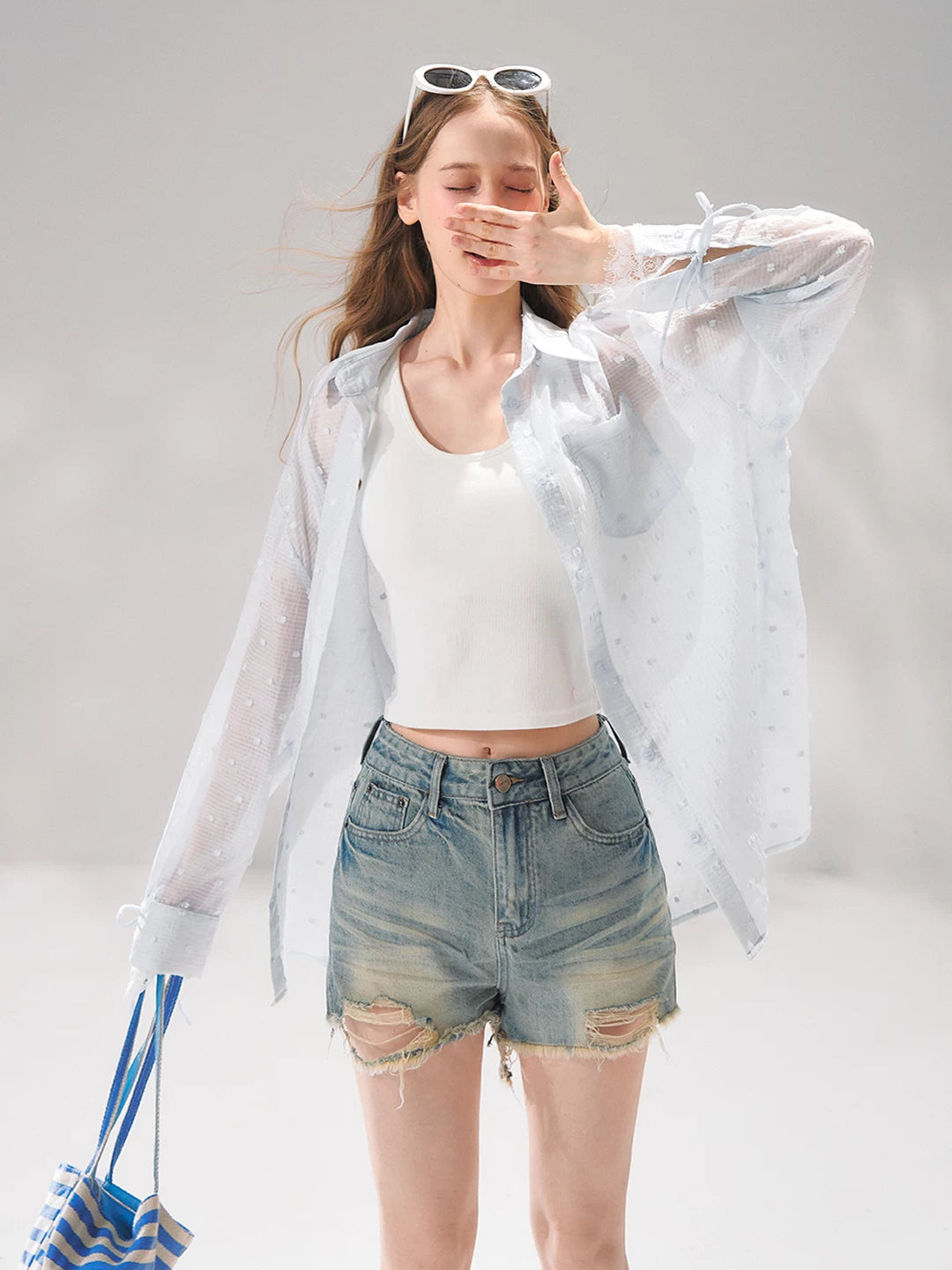 Distressed A-line Denim Shorts