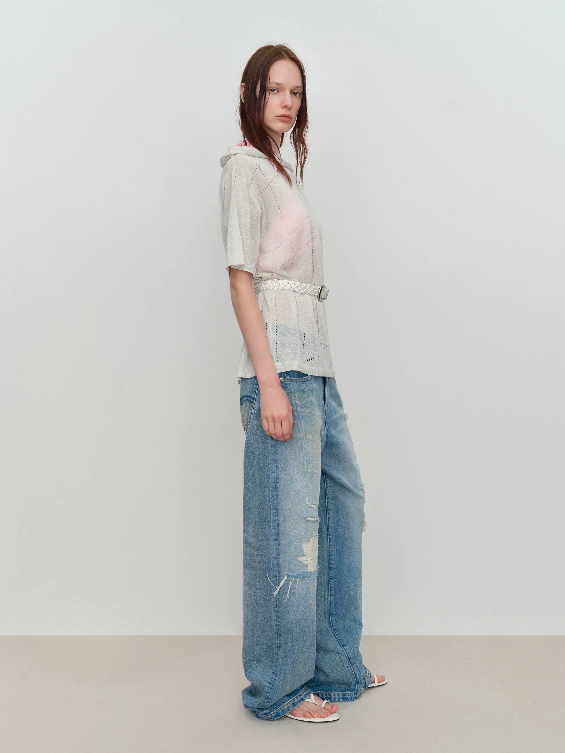 Light Blue Ripped Low-Rise Jeans
