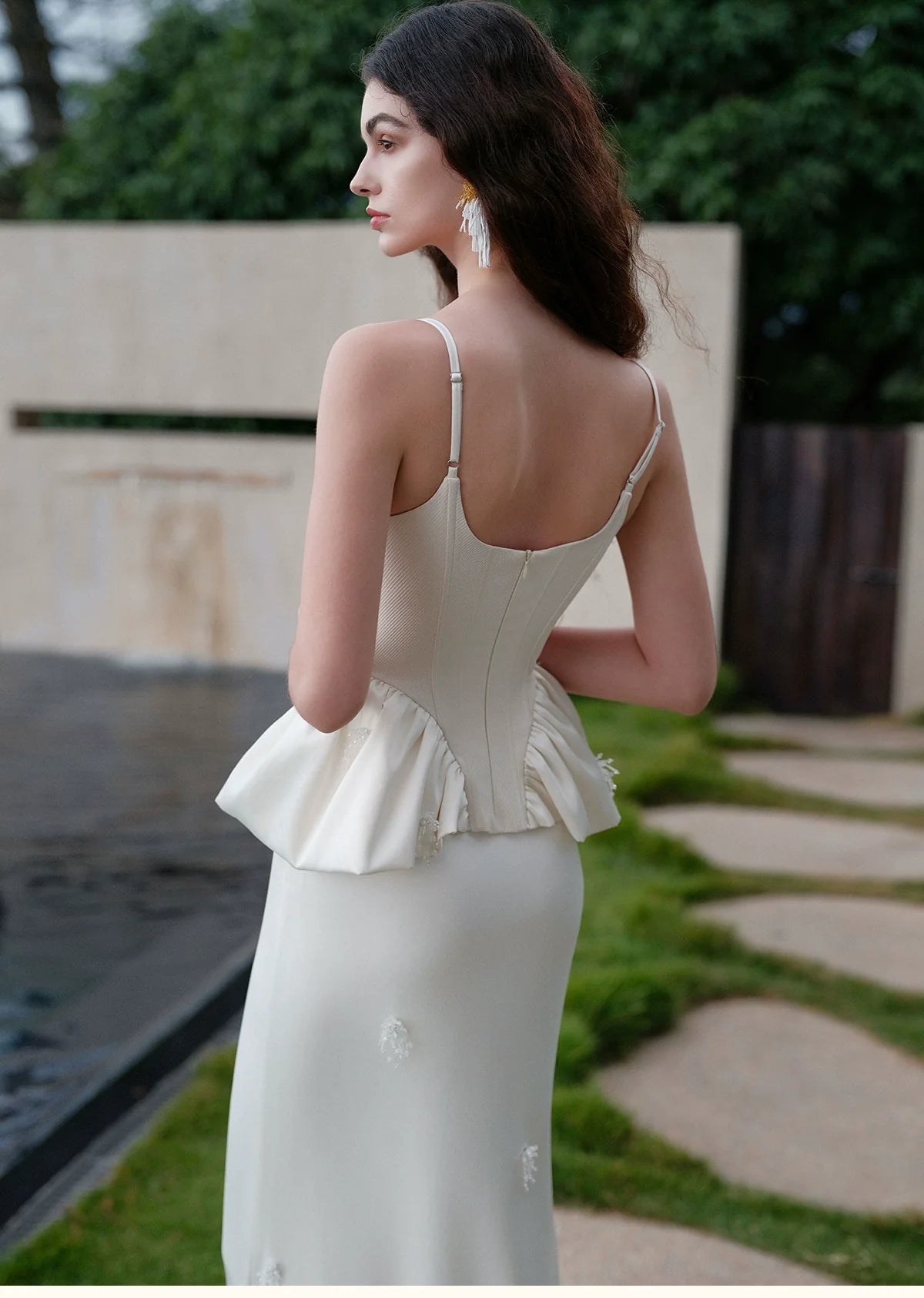 Luxury Handcrafted Beaded Satin Slip Dress Set