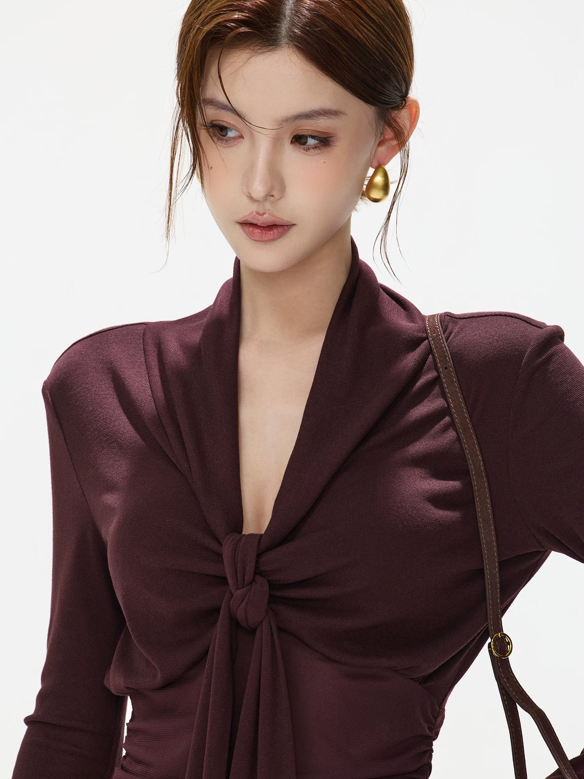 Purple Twist V-Neck Top & Mermaid Skirt Set
