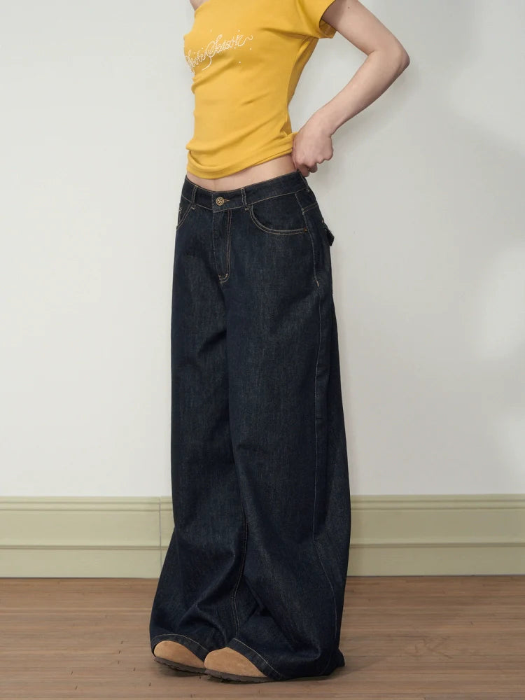 Original-Color Loose Wide-Leg Jeans