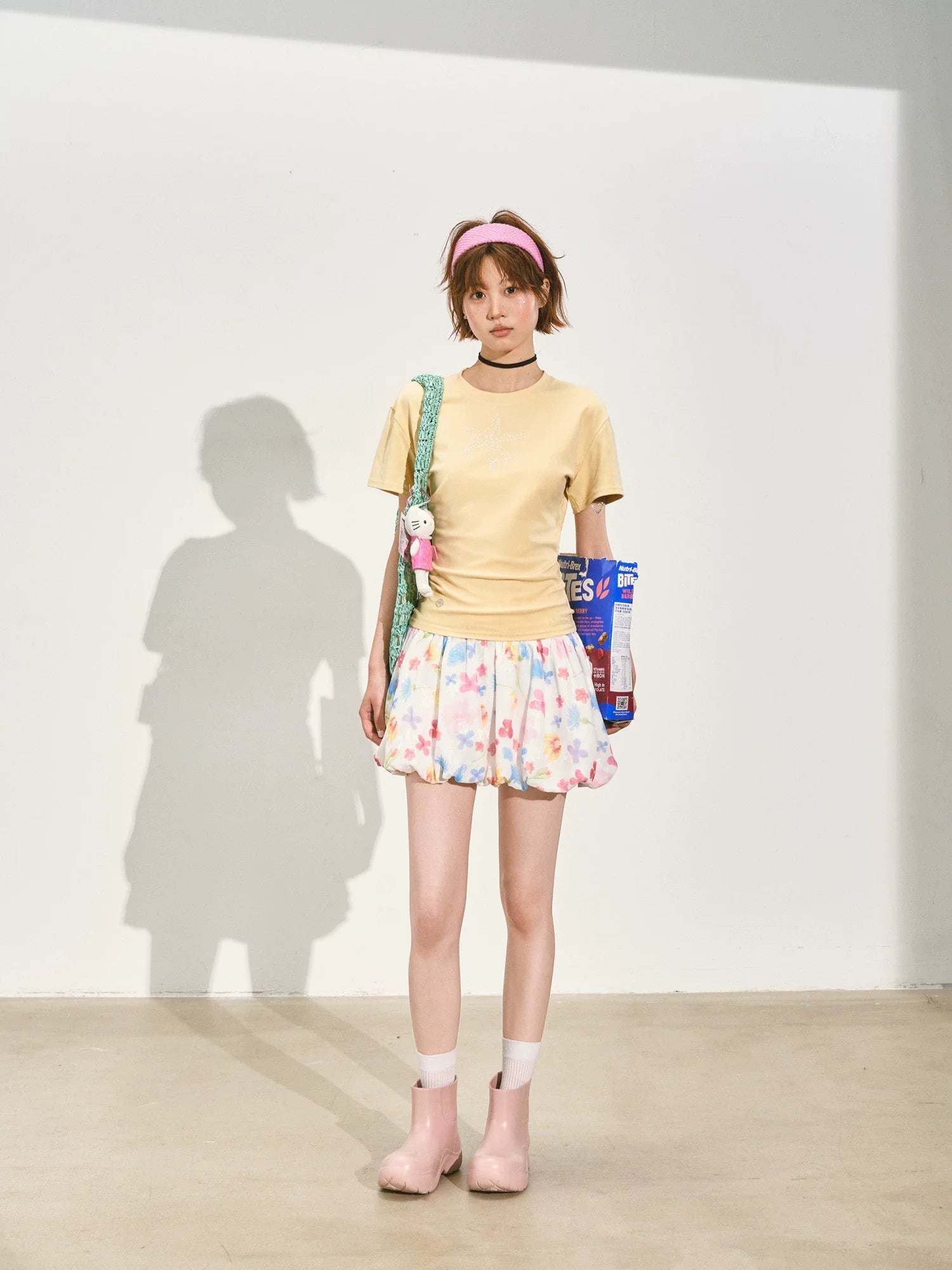 A-Line Bubble Pleated Short Skirt