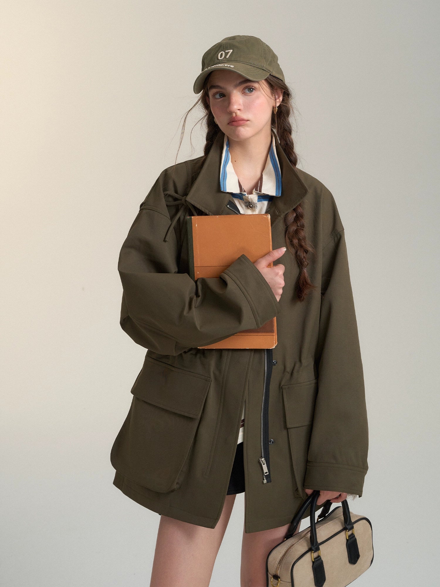 Drawstring Bow Utility Jacket