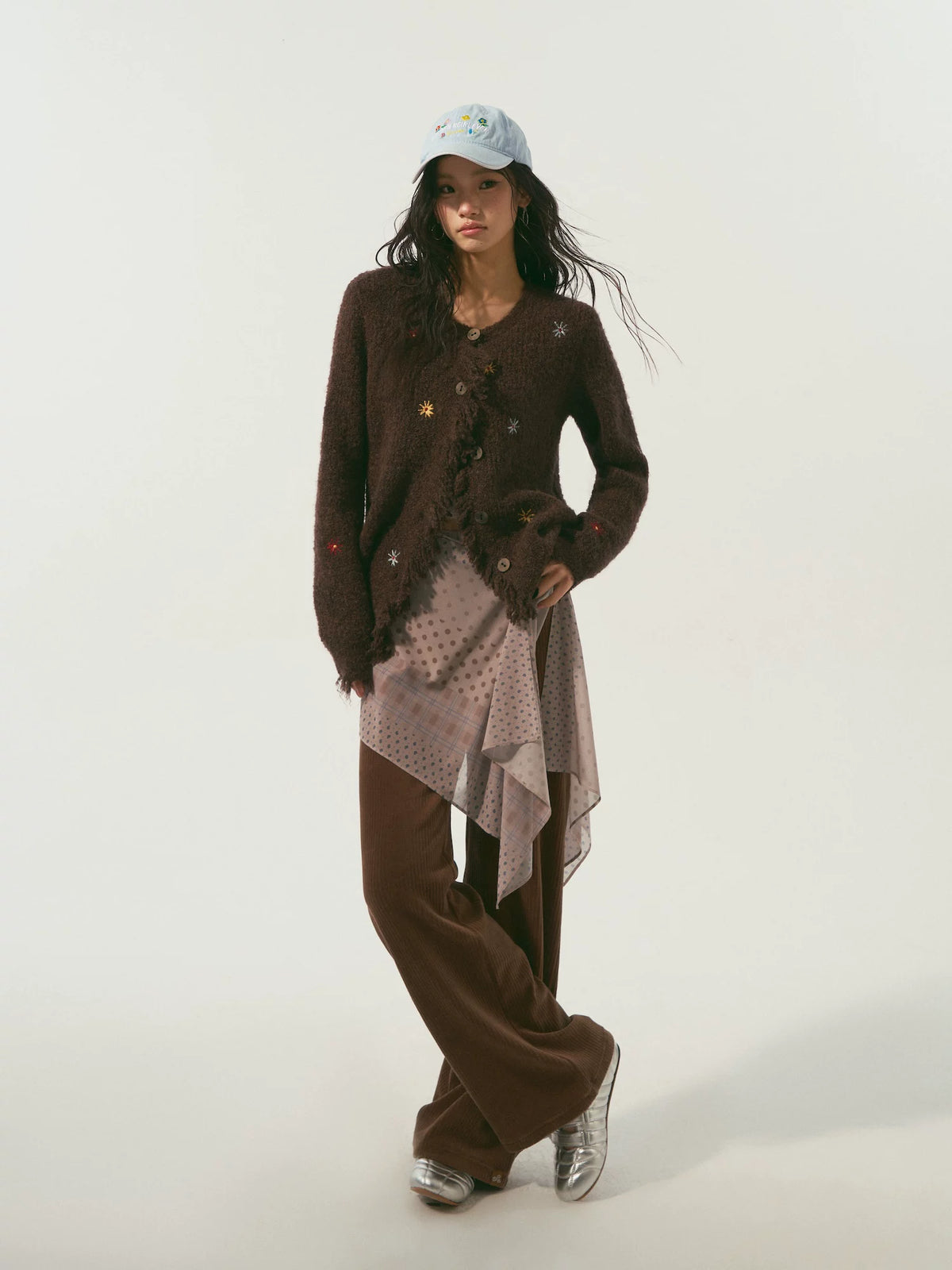 Brown & Gray Corduroy Pants Set