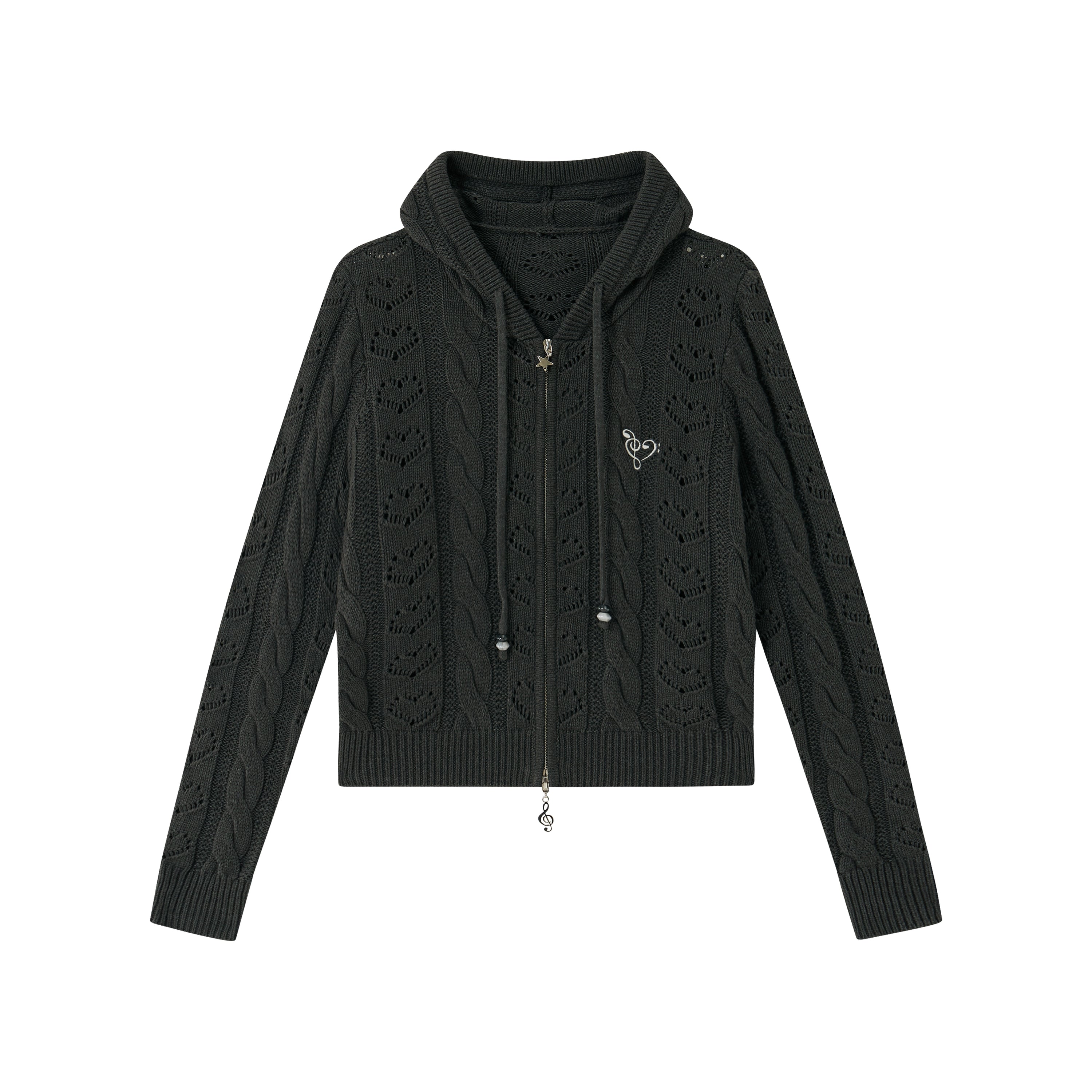 Cat-Ear Cable Knit Hoodie