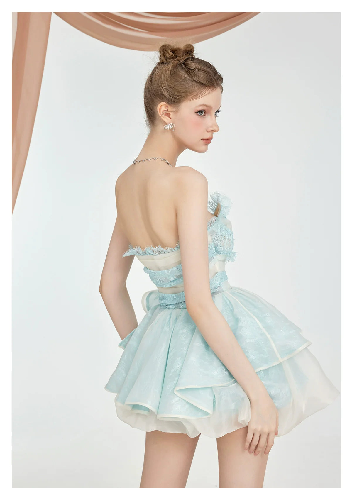 Berry Irregular Design V-Neck Bustier & Skirt Set