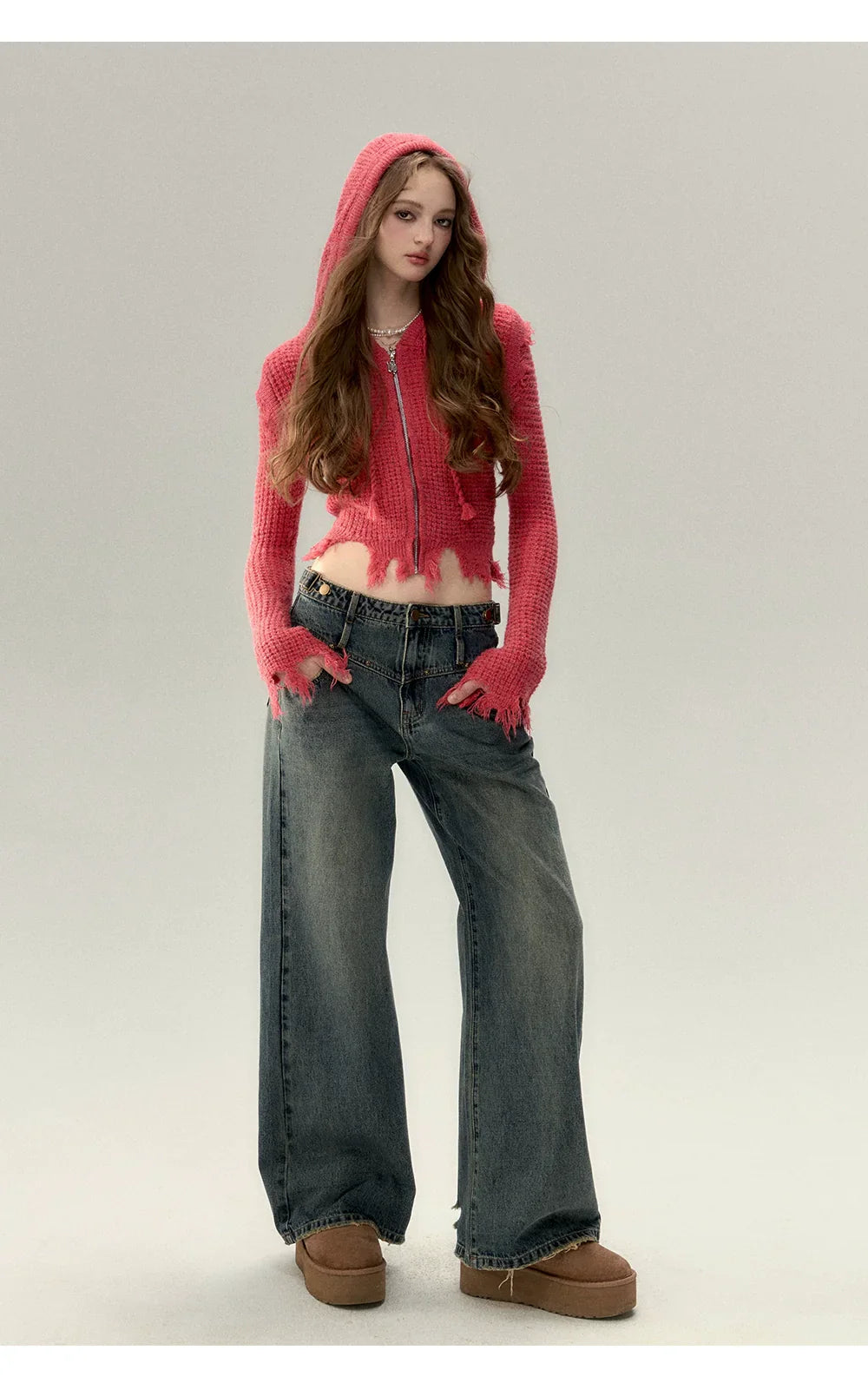 Fringe Waffle-Knit Cardigan