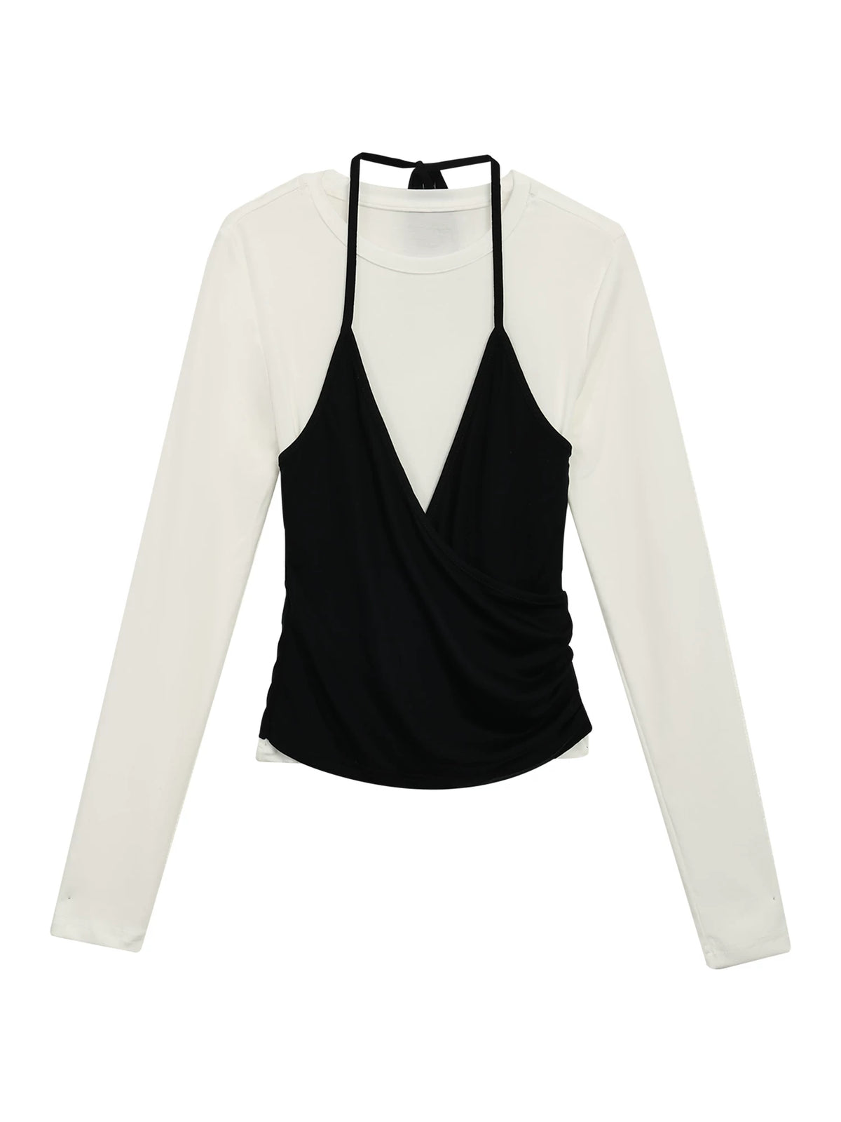 Layered V-Neck Halter Top