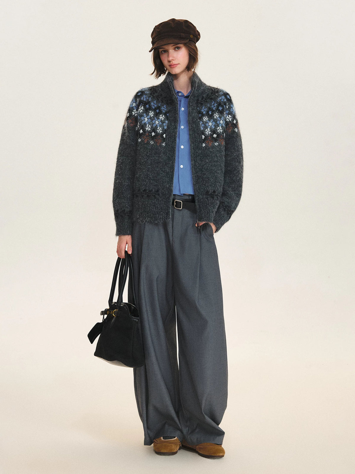 Vintage Fair Isle Zip Cardigan