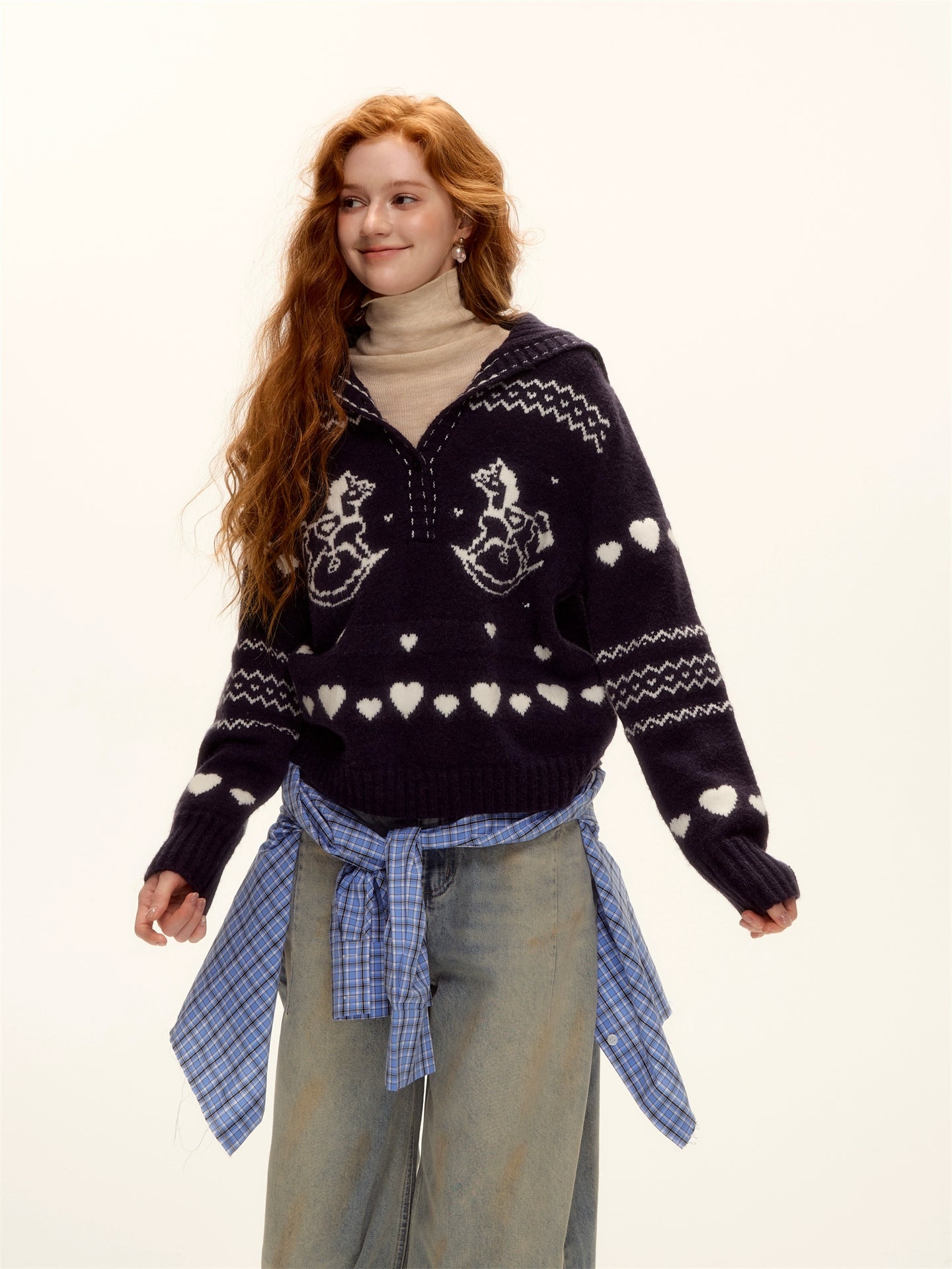 Pony Jacquard Polo Sweater