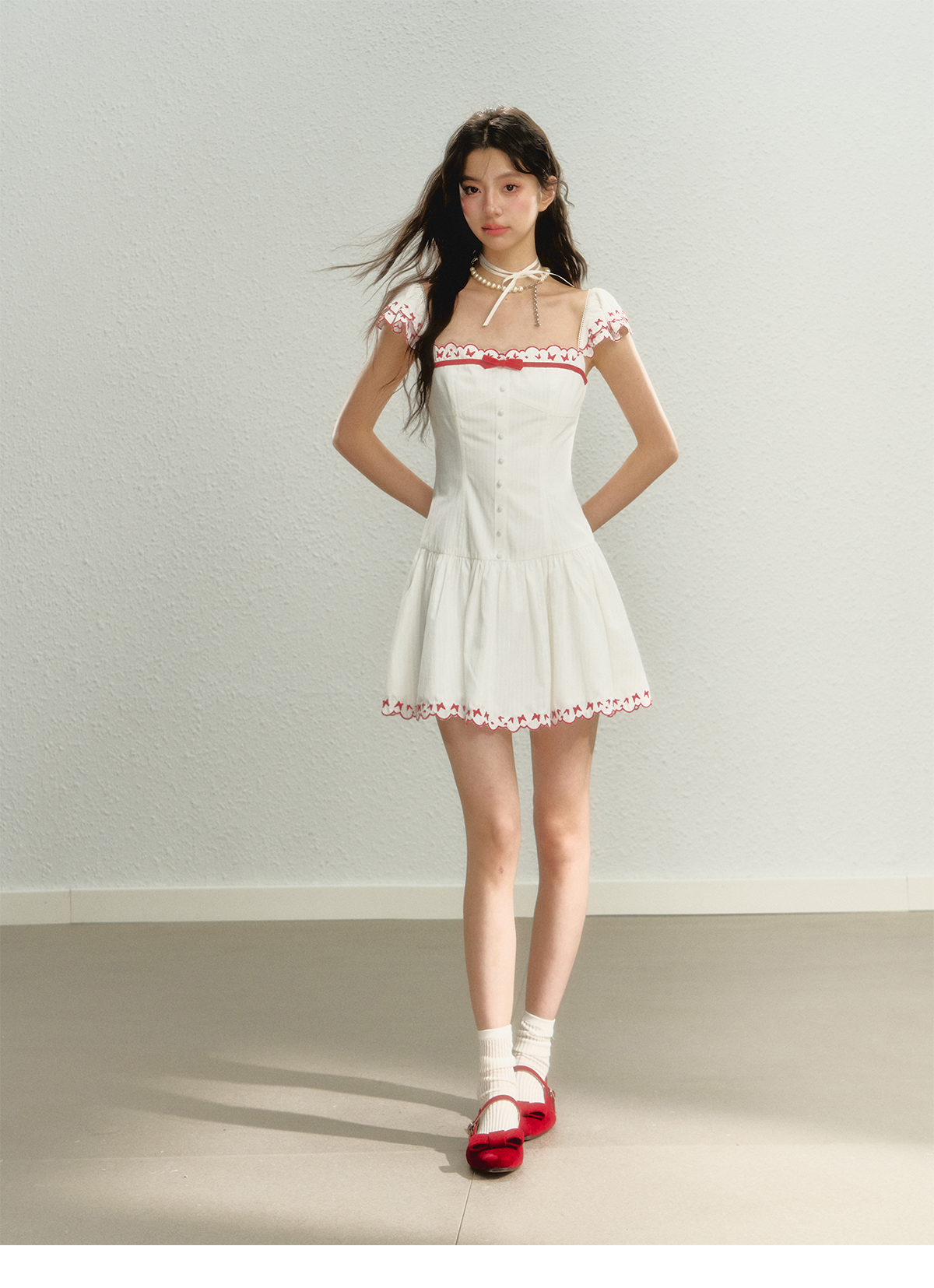 Butterfly Embroidered Spaghetti Strap Dress