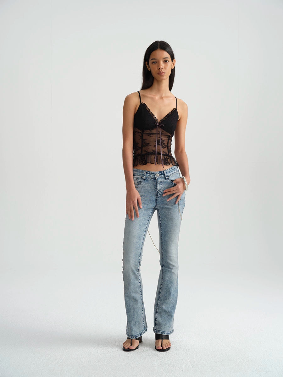 Dual-Tone Lace Trim Cami