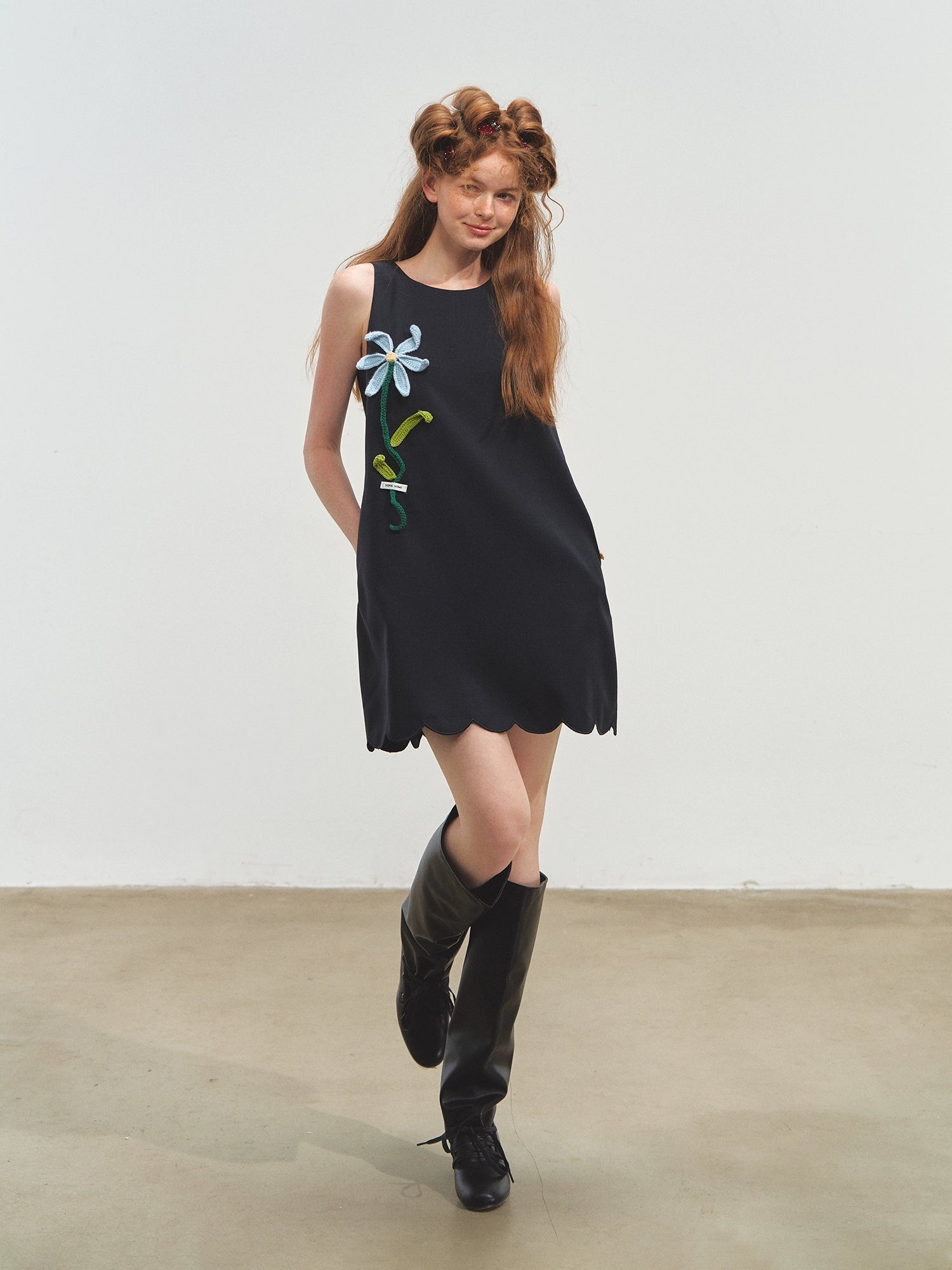 Hand-Crocheted Flower Sleeveless Vest Dress