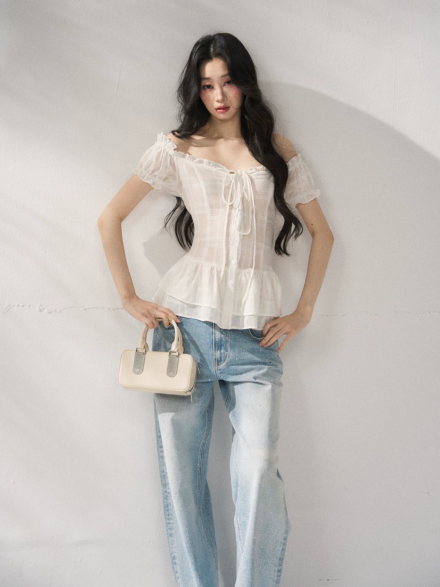 White Ruffle Off Shoulder Blouse