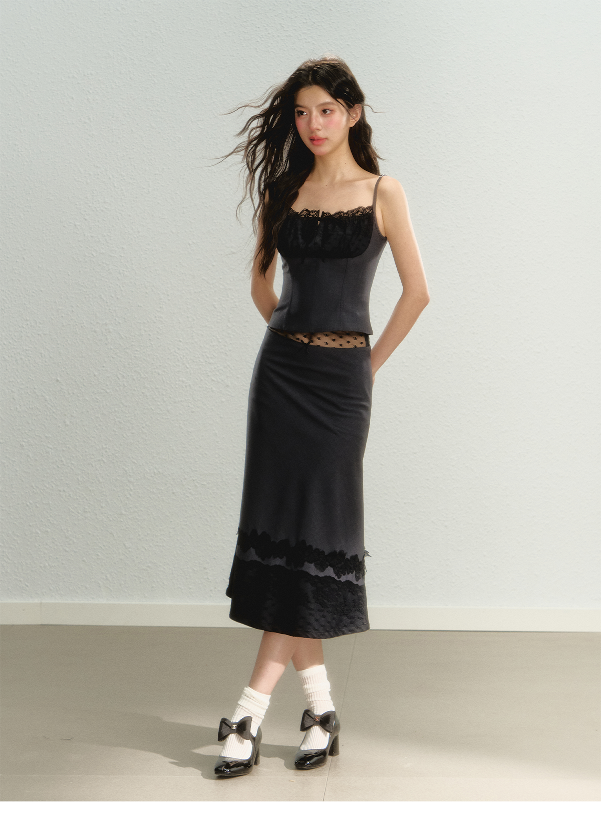 Lace Spaghetti Strap Tank Top & Mini Skirt Set