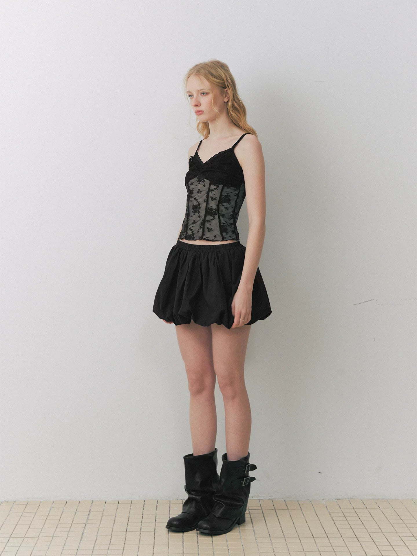 Black Lace Shawl Cami Set