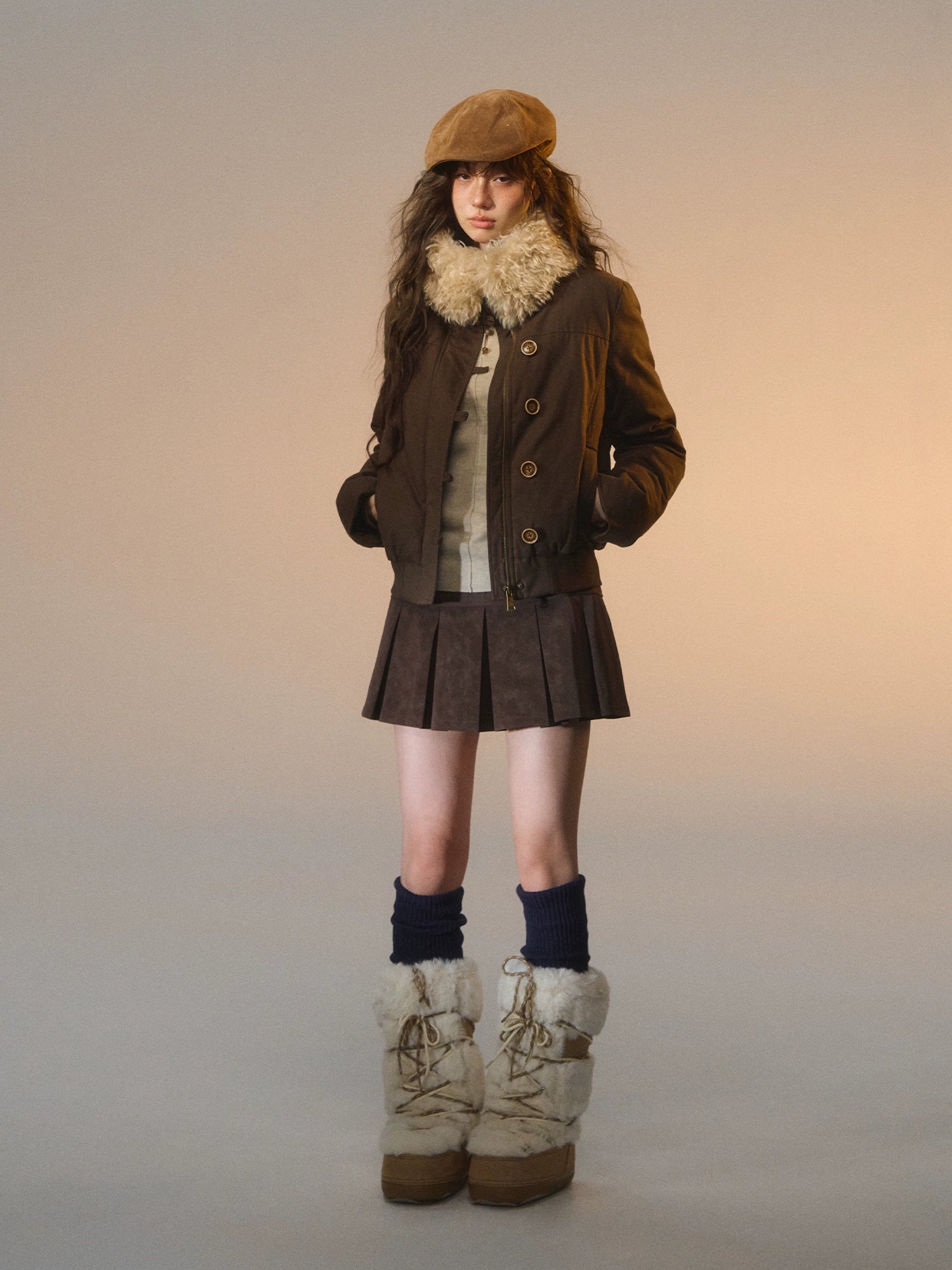 Detachable Fur Collar Fitted Down Jacket