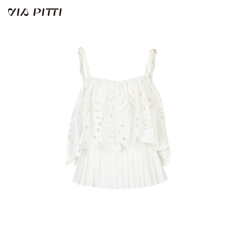 3D Hollow Embroidered Sleeveless T-shirt