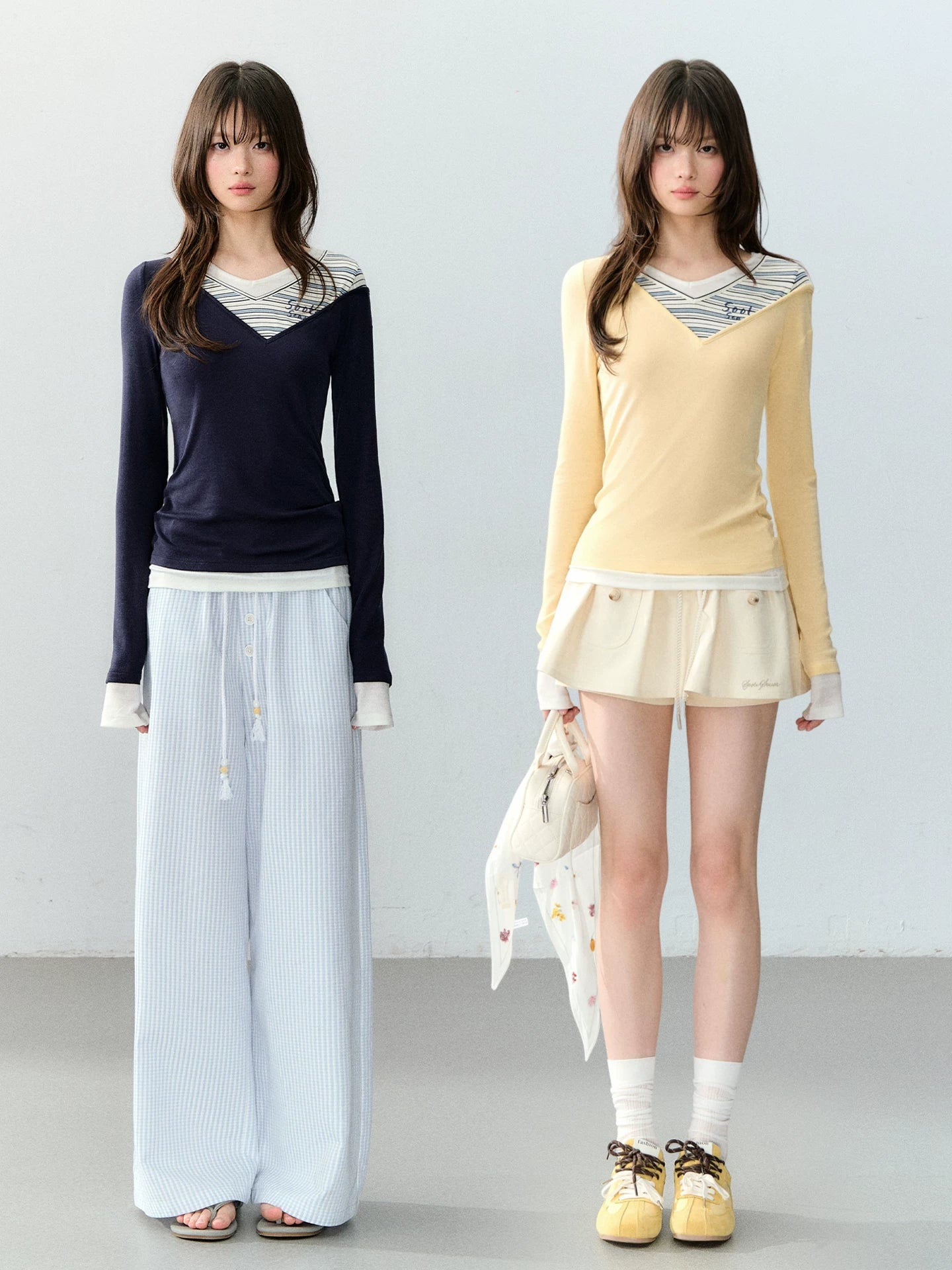 V-neck Layered Slim Tee