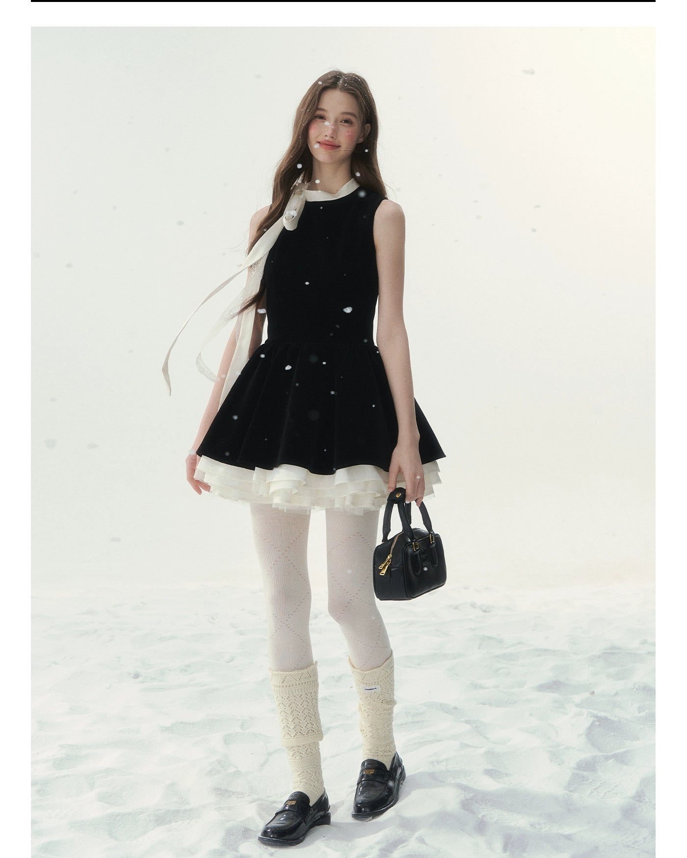 Black Velvet Bow Mini Dress