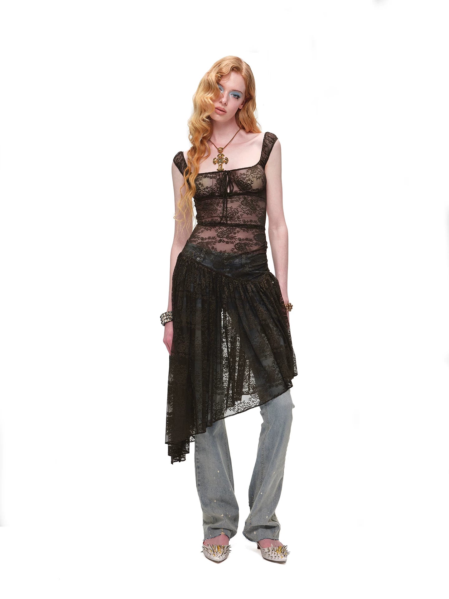 U-Neck Lace Back Dress