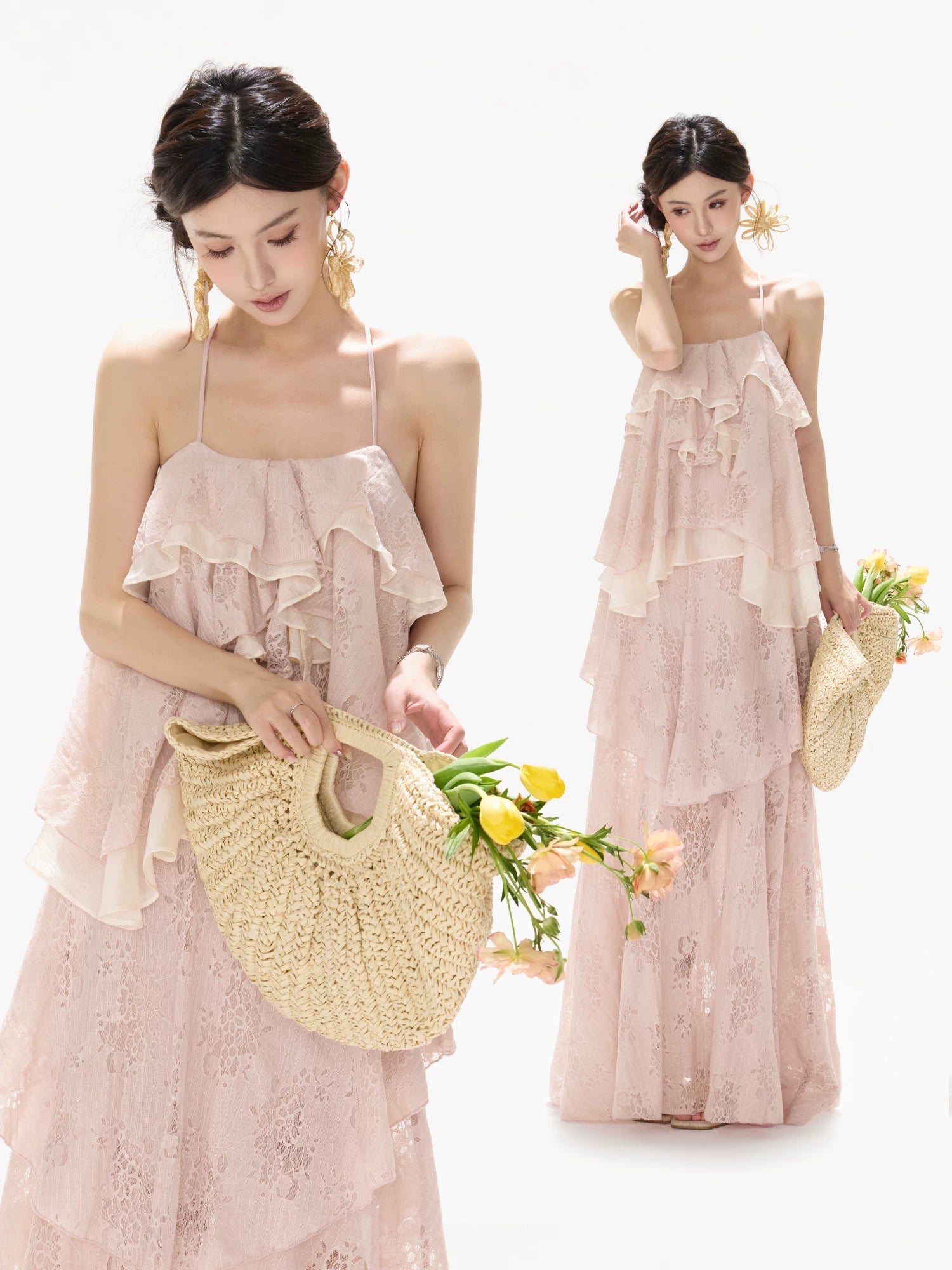 Chiffon Ruffle Maxi Dress