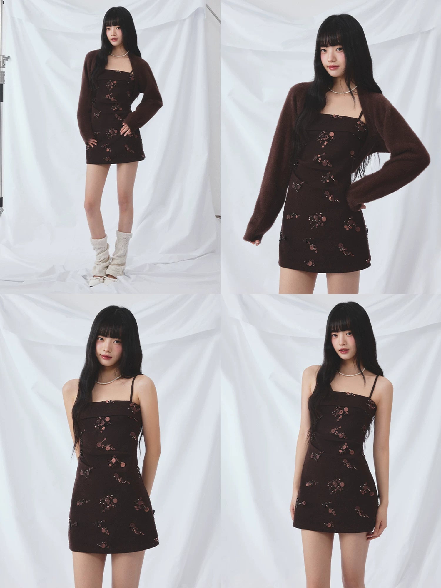 Vintage Sequin Cami Dress Set