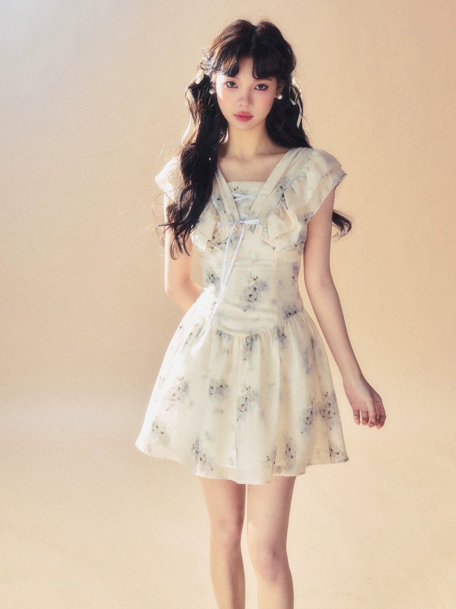 Light Purple Floral Mini Dress