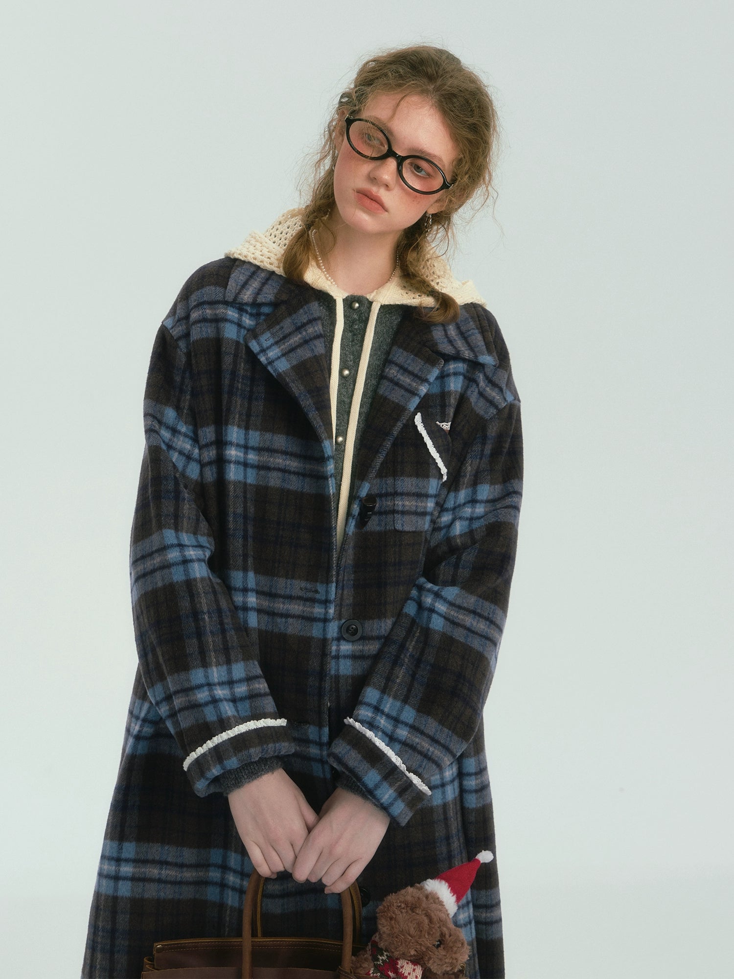 Colorblock Plaid Long Coat