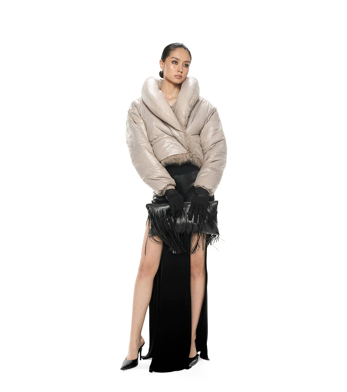 Detachable Hood Halter Maxi Dress