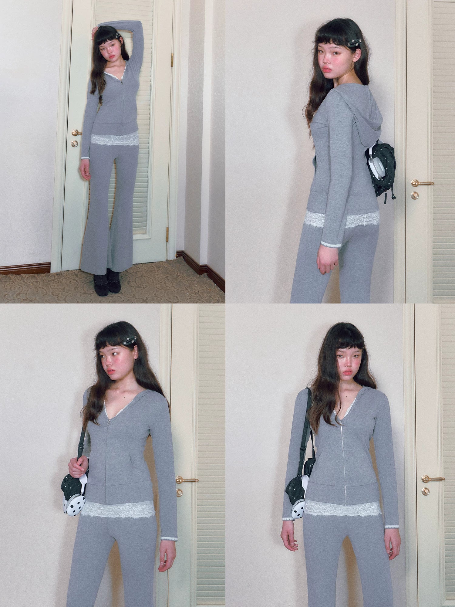 Fitted V-Neck Zip Hoodie