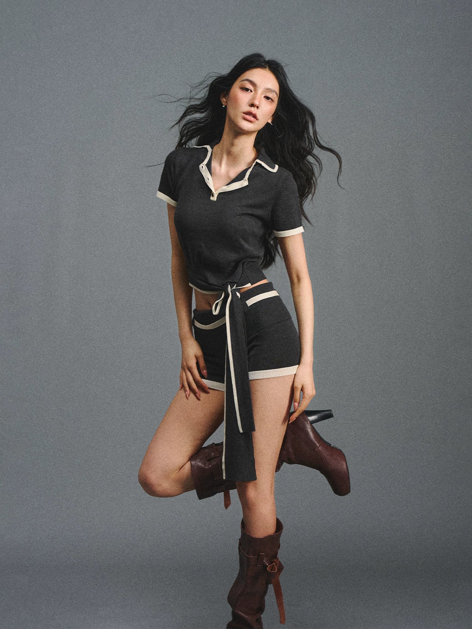 Tencel Polo Top & Shorts Set