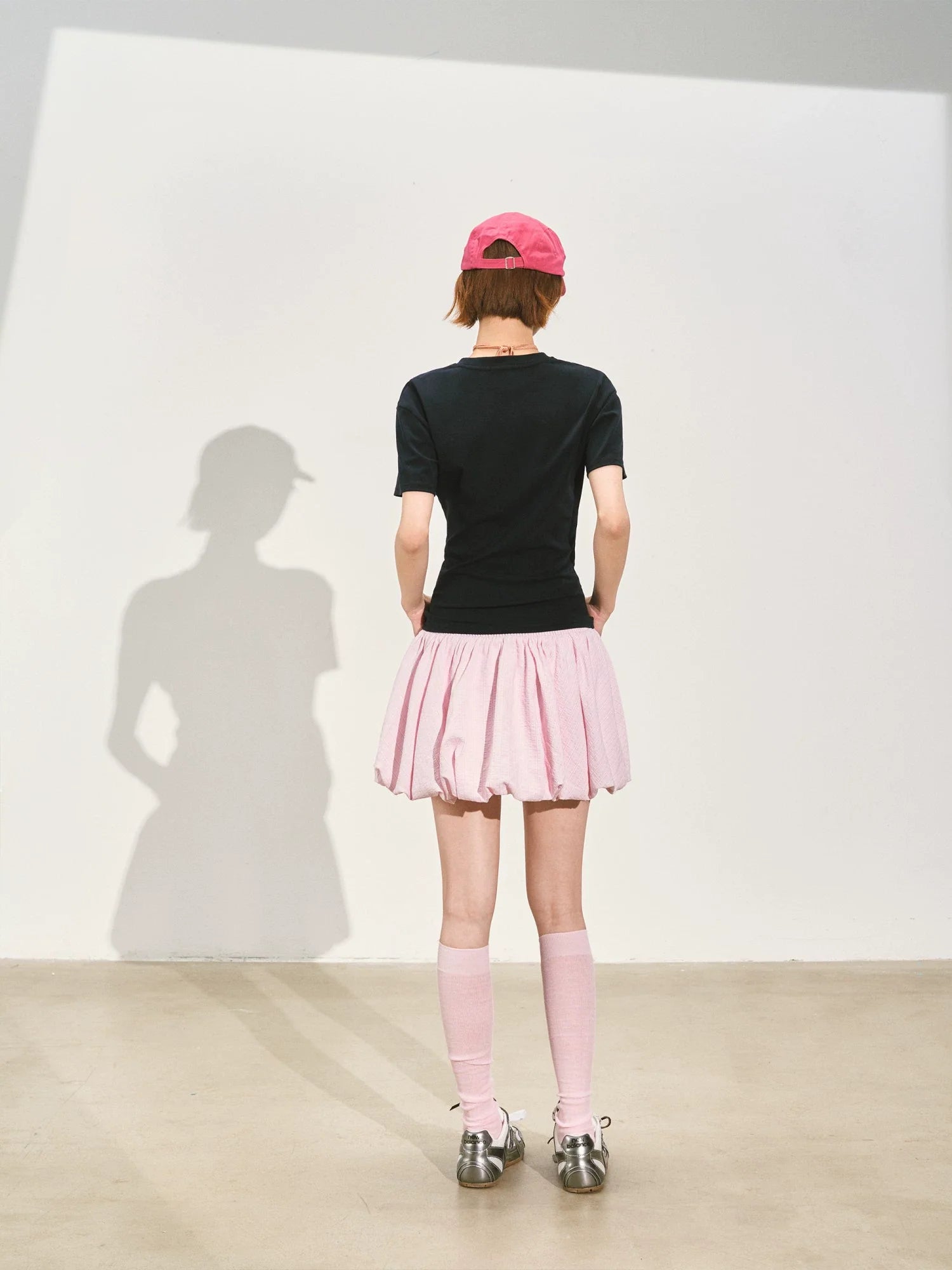 A-Line Bubble Pleated Short Skirt