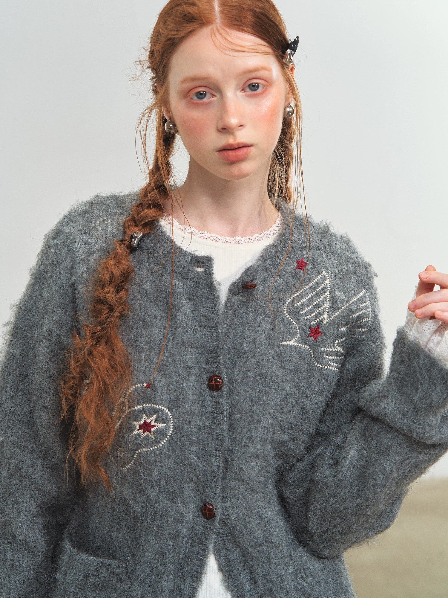 "Birds & Butterflies" Embroidered Cardigan
