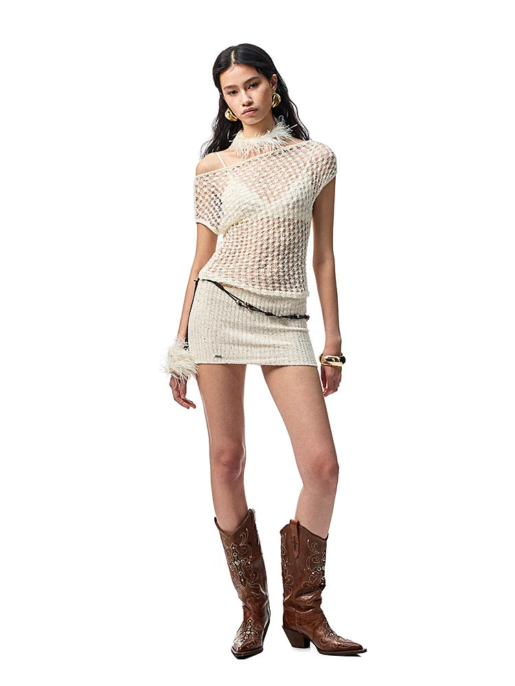 Off-Shoulder Body-Hugging Hollow-Out Dress