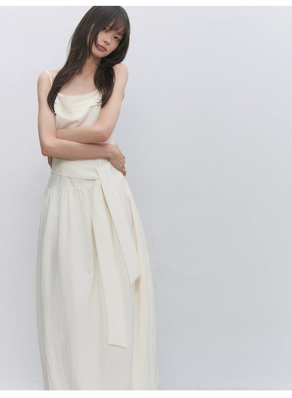 Pleated Tie Cami Dress