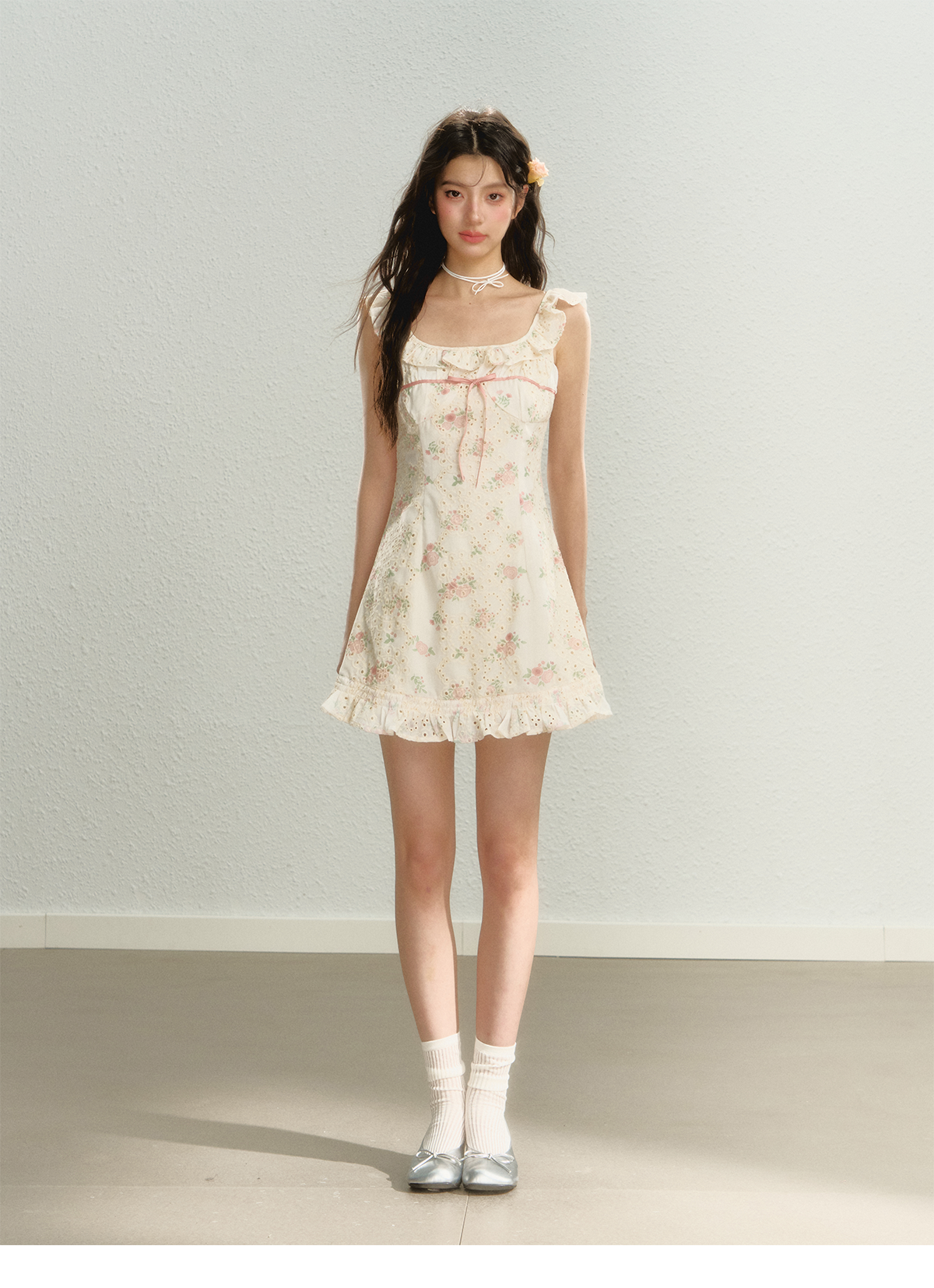 Flutter Sleeve Strap Floral Dress