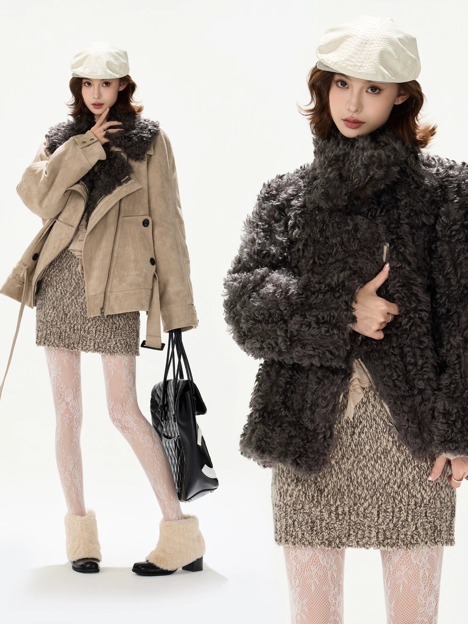 Suede Faux Fur Parka