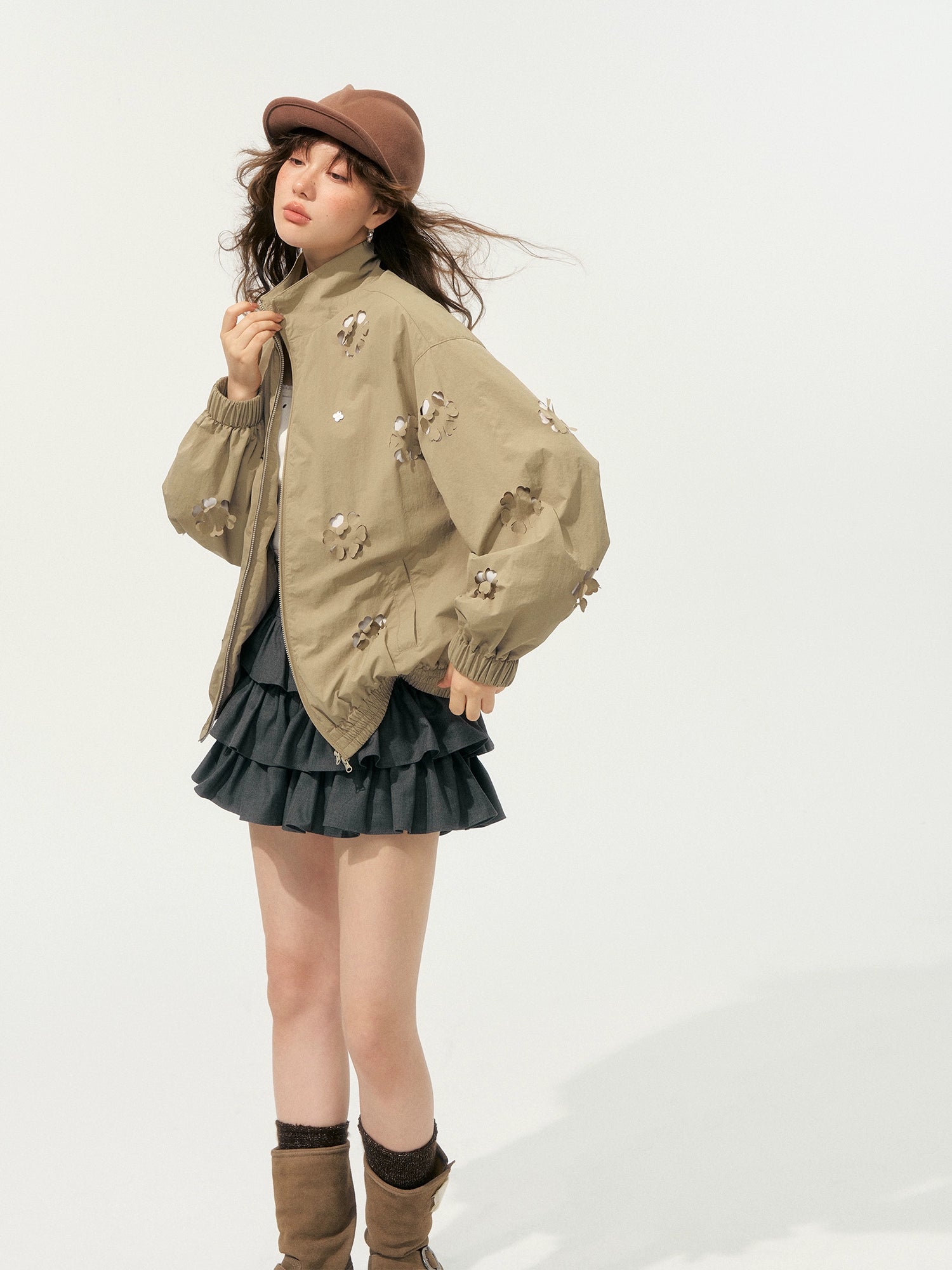 Hollow Cut Floral Jacket