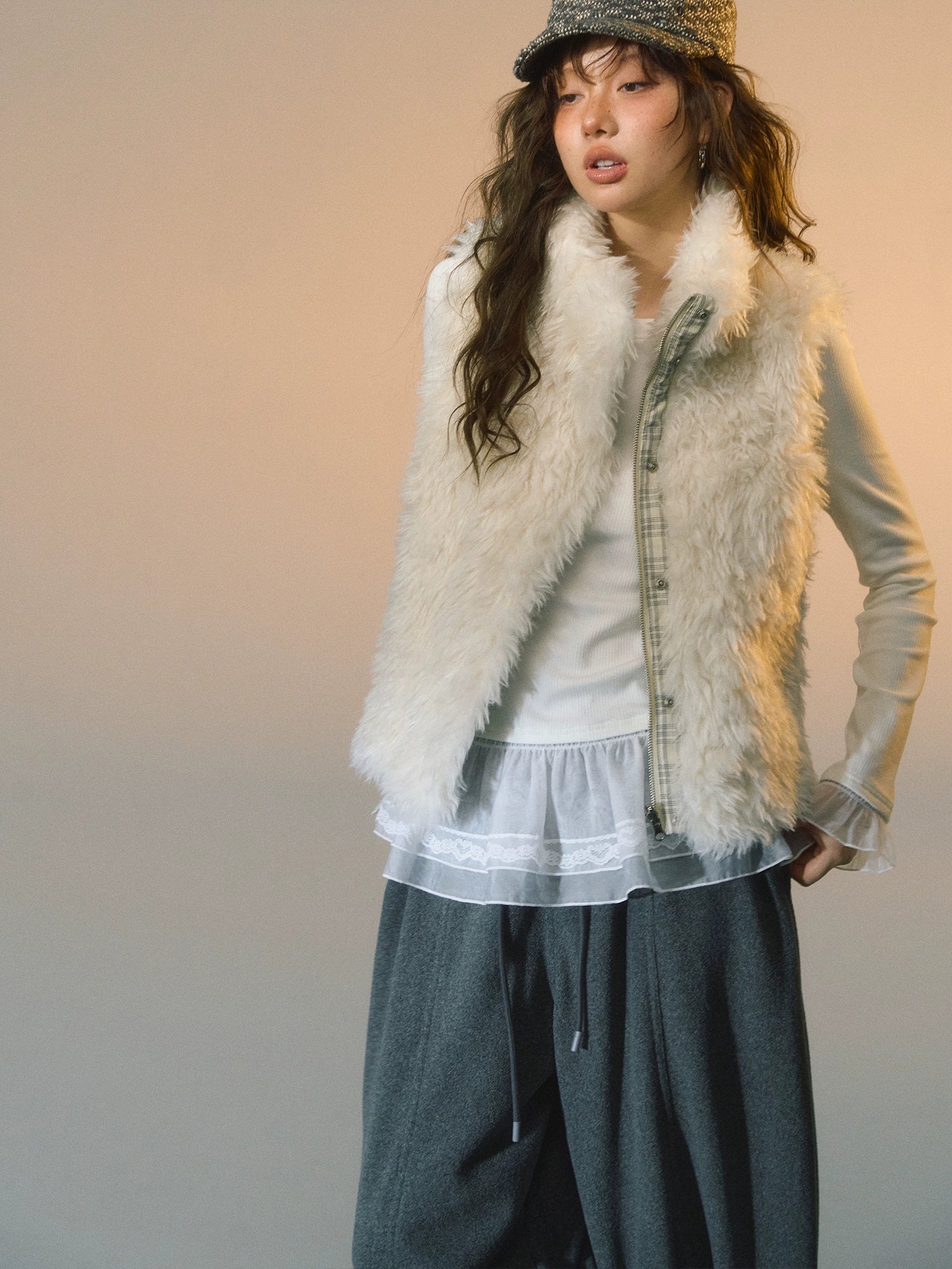 Plaid Patchwork Sherpa Reversible Vest