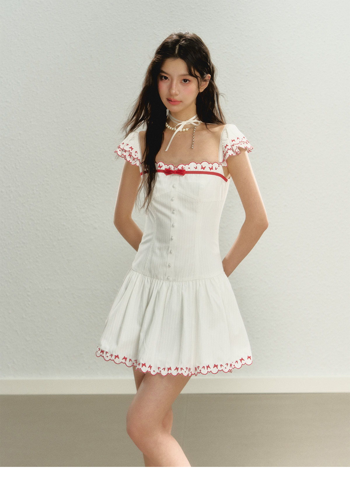 Butterfly Embroidered Spaghetti Strap Dress