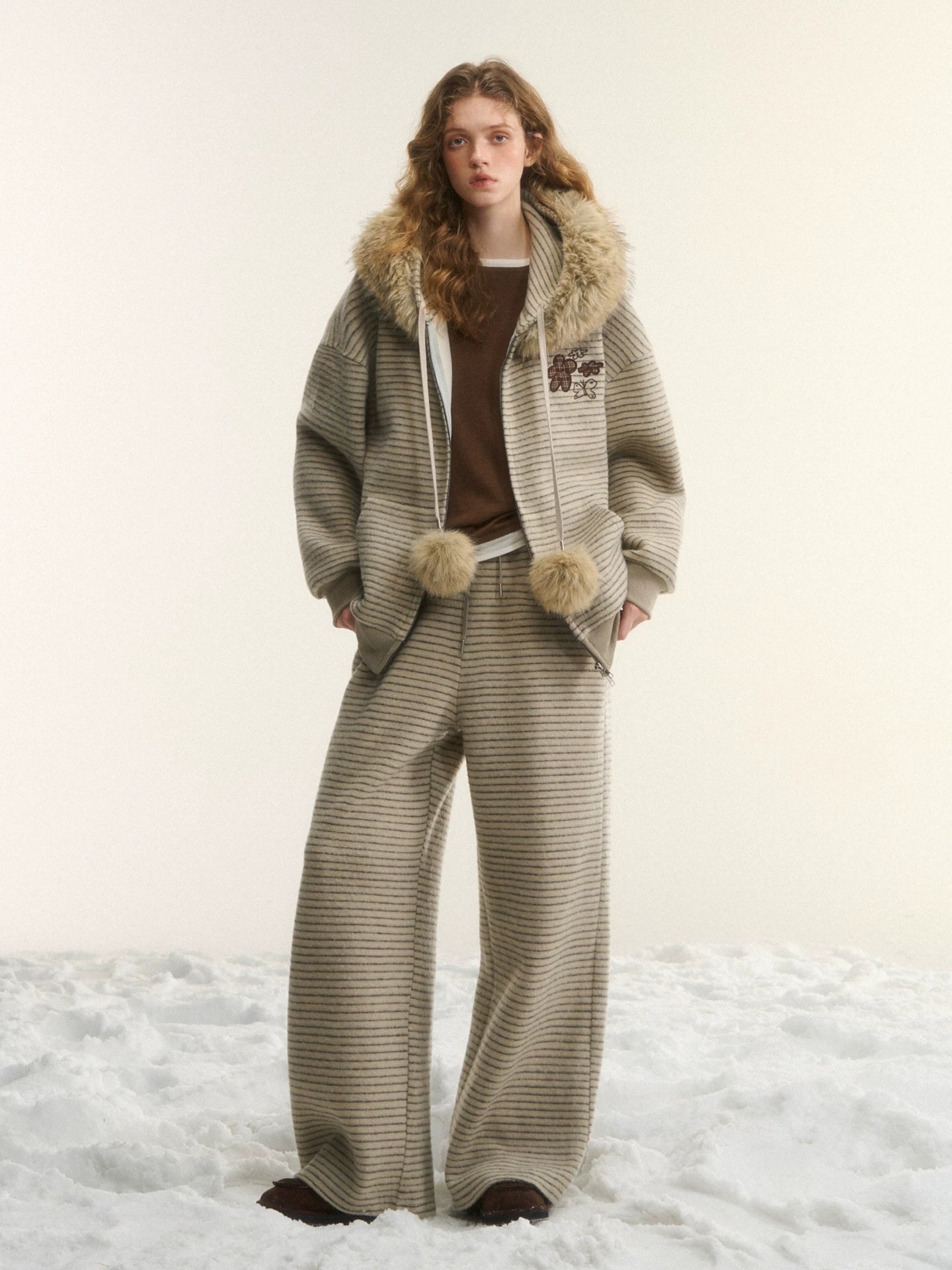 Vintage Fuzzy Plaid Jacket & Pants Set