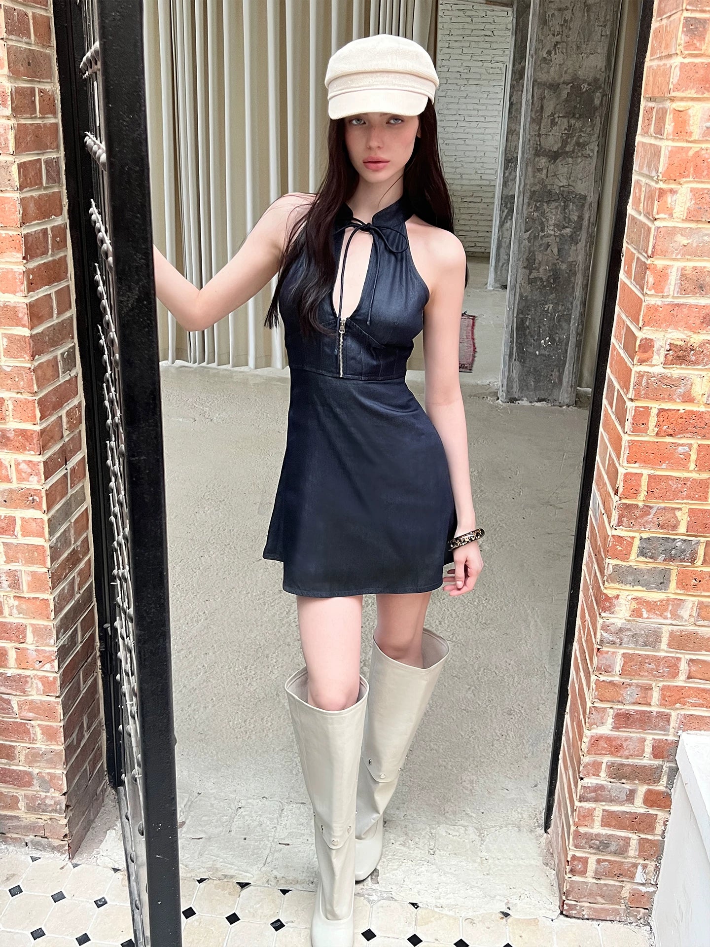 Teardrop Halter Mini Dress