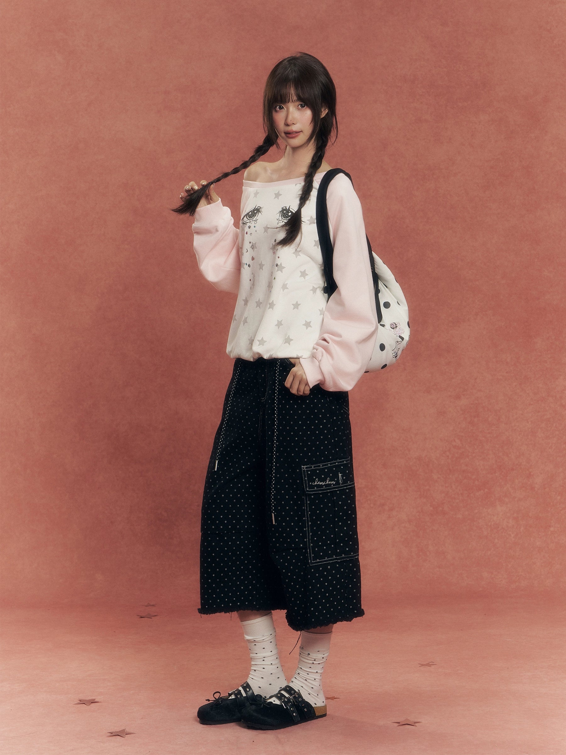 Star Print Cropped Jeans