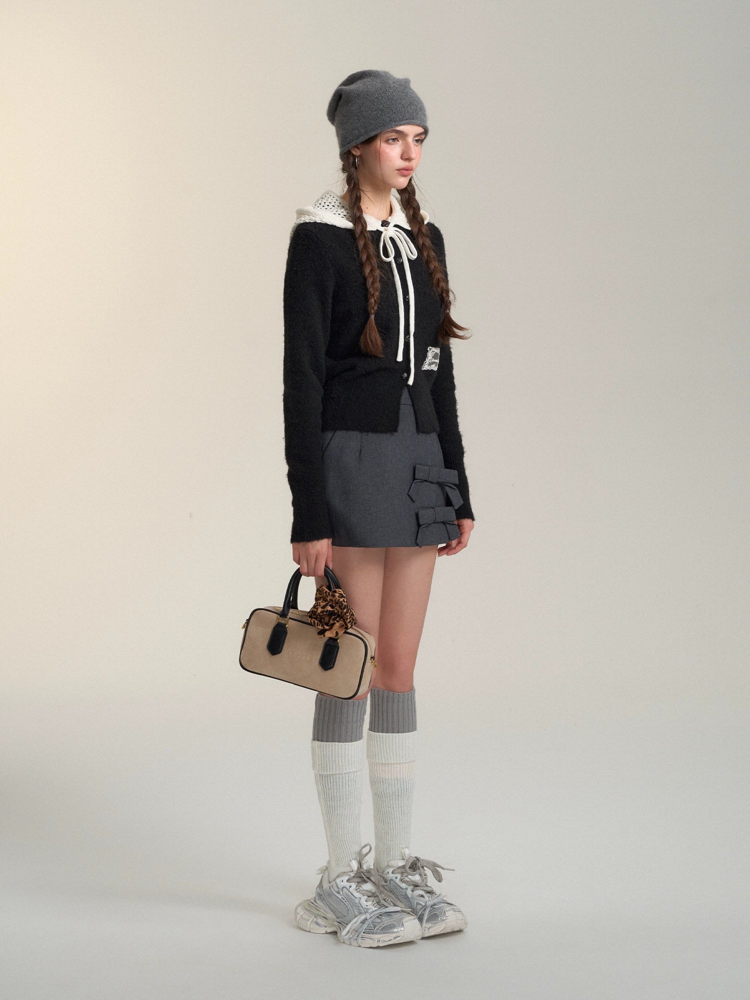 Hollow‑Knit Hooded Cardigan