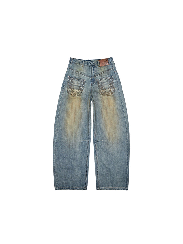 Mud-dyed Washed Jeans
