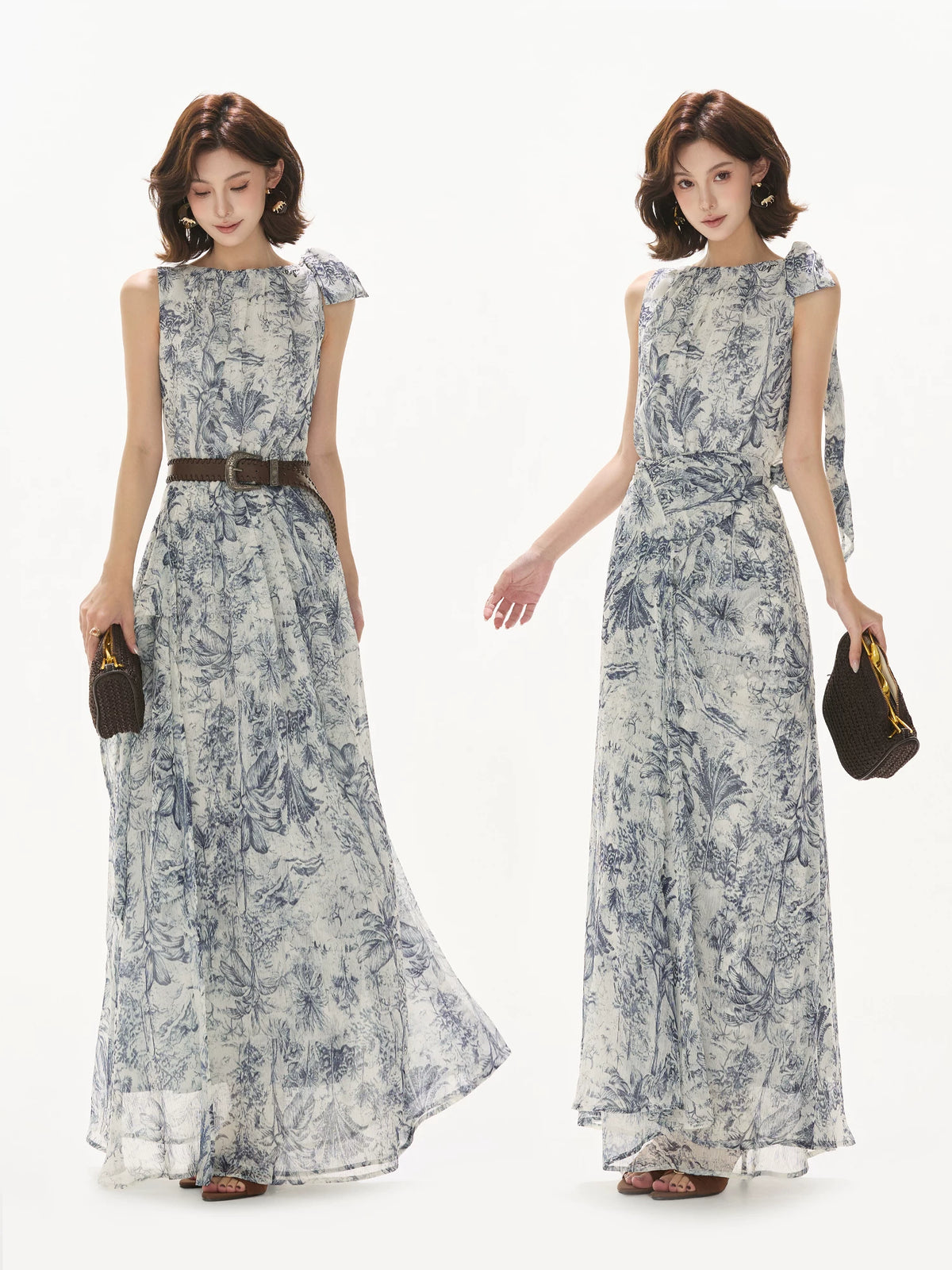 Forest Print Chiffon Dress