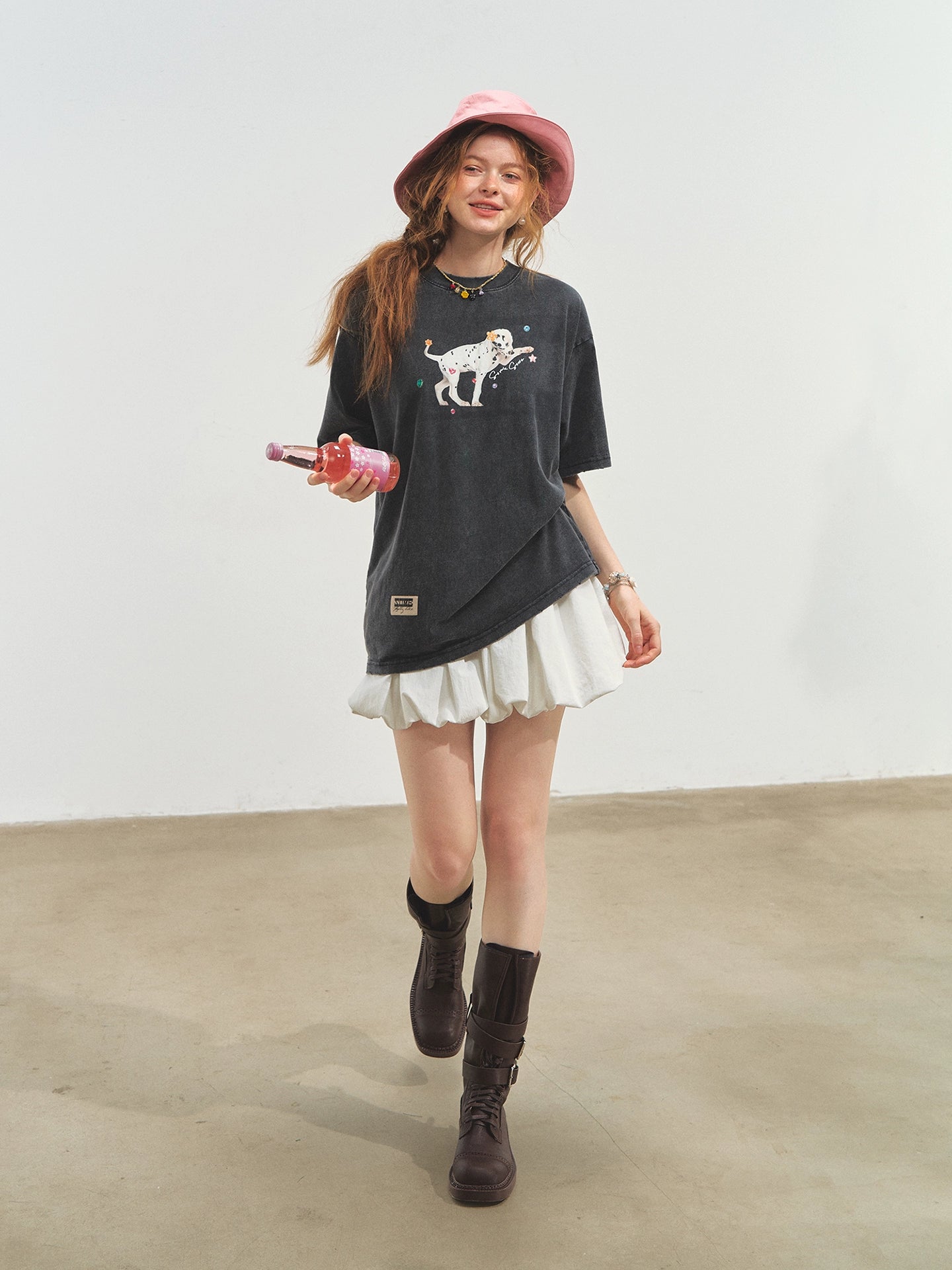 Spotted Puppy Printed Short Sleeve T-shirt